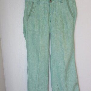 PILCRO Anthropologie Green Linen & Cotton 0P Pants